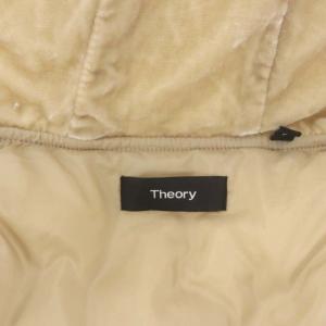 Theory PUFFER.VELVET ECTOR ダウンベスト ジップアップ フード ベロア ドロスト S ベージュ