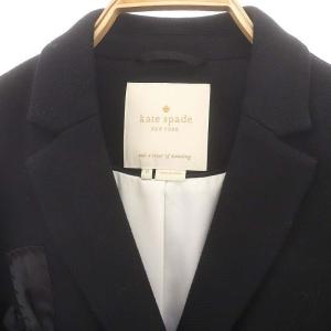 kate spade new york ウールリボン装飾コート アウター ロング チェスター 総裏地 0 黒 ブラック