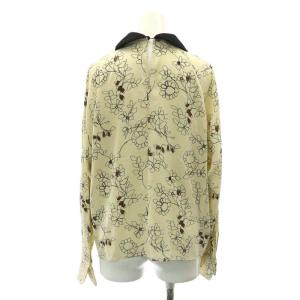 MARNI シルクフラワープリントブラウス 長袖 スタンドカラー 総柄 38 S ベージュ