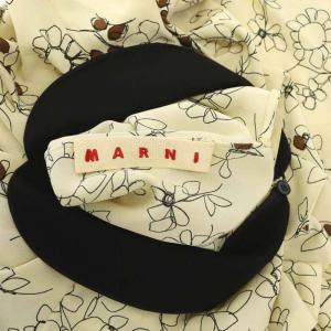 MARNI シルクフラワープリントブラウス 長袖 スタンドカラー 総柄 38 S ベージュ