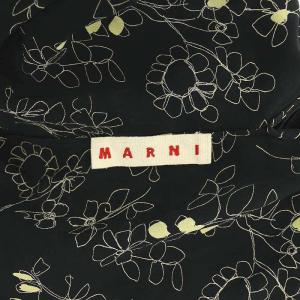 MARNI シルクフラワープリントブラウス 長袖 スタンドカラー 総柄 38 S 黒 ブラック