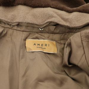 Ameri VINTAGE UND ELEGANT FUR COAT コート ロング Aライン フェイクファー ビッグカラー ダブルボタン S 茶 ブラウン