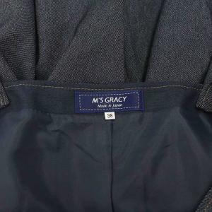 M'S GRACY 23年 フラワーボタン デニム調 ジャンパースカート 38 ネイビー