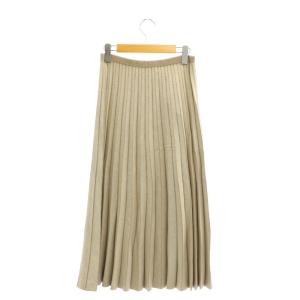 Drawer 16Gヘリンボーンプリーツニットスカート イージー ミモレ ロング ウール F ベージュ