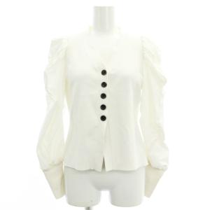 23SS スカラスリーブニットカーディガン 切替 長袖 36 白 ホワイト