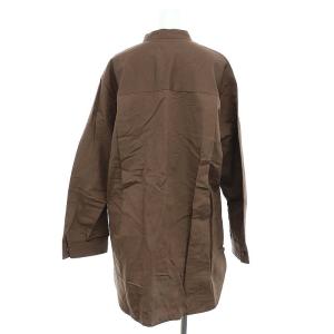 Plage ミディサテンオーバーシャツ カジュアル 長袖 麻 リネン混 チュニック丈 F 茶 ブラウン