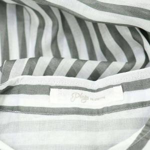 Plage コットンバンドカラーストライプシャツ カジュアル 長袖 シアー シースルー 白 ホワイト グレー