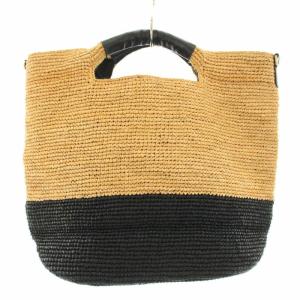 Athena New York raffia かごバッグ ハンドバッグ バイカラー 花柄 刺繍 ベージュ 黒 ブラック