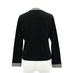 TOCCA 23AW 洗える CALICO カーディガン 長袖 ニット 千鳥格子柄 クルーネック XS 黒 白 ブラック ホワイト