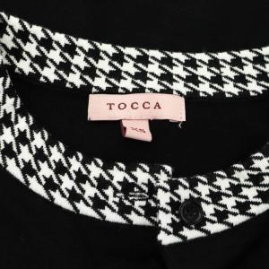 TOCCA 23AW 洗える CALICO カーディガン 長袖 ニット 千鳥格子柄 クルーネック XS 黒 白 ブラック ホワイト