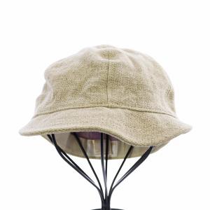 HELEN KAMINSKI キャップ 野球帽 ジョッキーハット 帽子 麻 リネン ロゴ ゴールド金具 M ベージュ