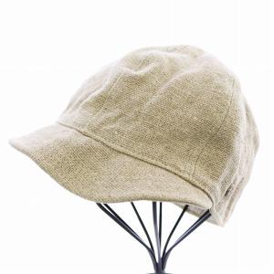 HELEN KAMINSKI キャップ 野球帽 ジョッキーハット 帽子 麻 リネン ロゴ ゴールド金具 M ベージュ