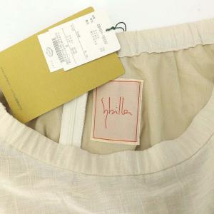 SYBILLA フレアスカート ロング ベルト付き コットン混 M エクリュ色