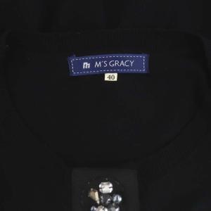 M'S GRACY ビジューボタン ウールカーディガン 長袖 40 黒 ブラック