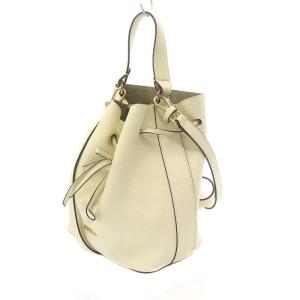 FURLA 2WAYコンスタンザ巾着バッグ ハンドバッグ ショルダーバッグ リボン ロゴ金具 オフホワイト