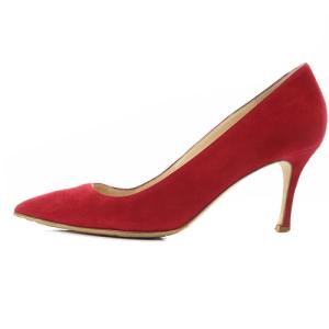 MANOLO BLAHNIK パンプス スエード ピンヒール ポインテッドトゥ 38 25cm 赤 レッド