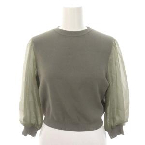 Diagram GRACE CONTINENTAL シアーコンビニット カットソー 七分袖 フレアスカート ロング 36 カーキ