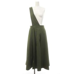 24SS メモリータフタワンピース ロング ワンショルダー アシンメトリー 38 カーキ /HK OS