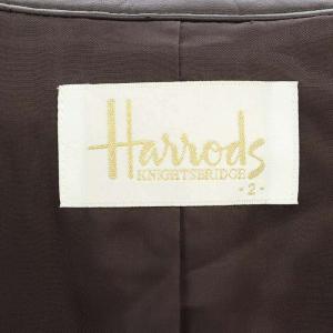 Harrods ウール ロングコート ステンカラー アウター ブークレ 総裏地 2 茶 ブラウン ベージュ