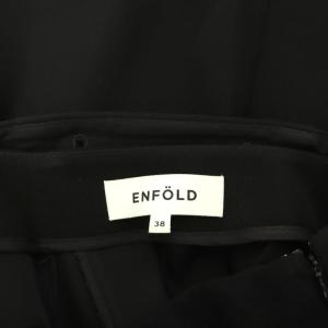ENFOLD ダブルサテン ラップパーツスカート フレア マキシ ロング 38 M 黒 ブラック
