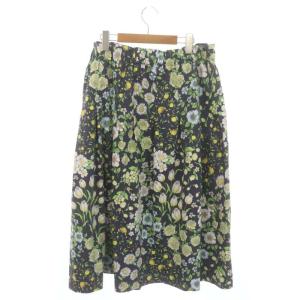 franche lippée 小花柄フレアスカート ロング 3L 紺 ネイビー マルチカラー
