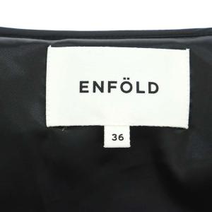 ENFOLD SATIN QUILTED JACKETジャケット キルティング 中綿 ノーカラー 36 ブラック