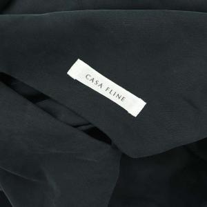 CASA FLINE ボウタイフレアドレス ワンピース ロング 長袖 F 黒 ブラック