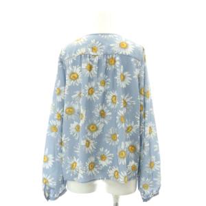 GRACE CONTINENTAL 24SS マーガレットフラワープリントブラウス シャツ 長袖 36 S 水色 白 ホワイト