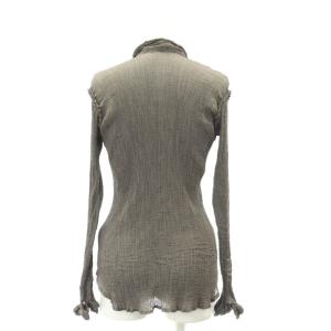 me ISSEY MIYAKE シワ加工プリーツシャツ ブラウス 長袖 グレー SH