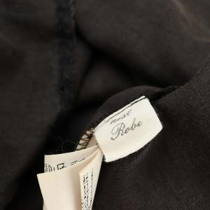 nest Robe リネンレース付きワンピース ロング 七分袖 F ダークブラウン