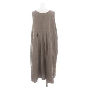 nest Robe 2WAY タックワンピース リネン 麻 ロング ノースリーブ F モカ