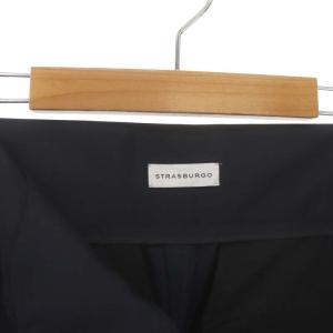 STRASBURGO 金釦付ワイドパンツ タック センタープレス 36 紺 ネイビー