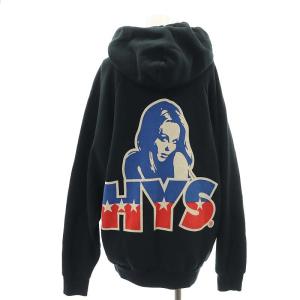 HYSTERIC GLAMOUR THE NEW HYS ビッグパーカー スウェット ジップアップ 長袖 バックプリント 裏起毛 F 黒 ブラック