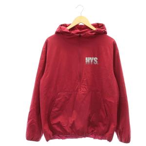 プリマロフトナイロンリップ フーデッドプルオーバー パーカー ハーフジップ 長袖 L マゼンタ