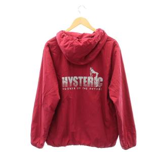 HYSTERIC GLAMOUR プリマロフトナイロンリップ フーデッドプルオーバー パーカー ハーフジップ 長袖 L マゼンタ