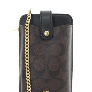 COACH スマホショルダー バッグ 茶色 ブラウン 黒 ブラック C7397