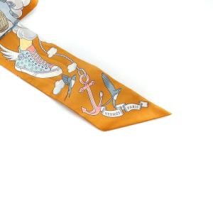 HERMES Twilly Sur Mon Nuage Caramel  私の雲 ツイリー スカーフ シルク