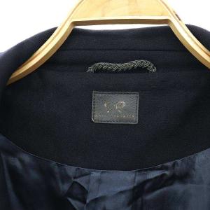 ANYA HINDMARCH ロングコート アウター ロング 七分袖 ラウンドカラー スナップボタン M 紺 ネイビー