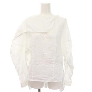 バックボタンスイッチヘムブラウス シャツ 長袖 38 白 ホワイト