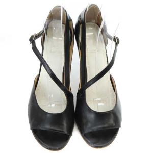 Martin Margiela 22 トゥエンティトゥー クロスストラップ サンダル ハイヒール レザー 36 23cm 黒 ブラック /SR30