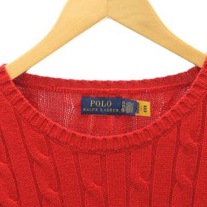 POLO RALPH LAUREN コットン ケーブルニット セーター 長袖 クルーネック XXL 赤 レッド