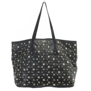 JIMMY CHOO サシャ スタースタッズ トートバッグ ハンドバッグ レザー 黒 ブラック