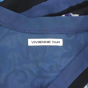 VIVIENNE TAM パワーネット 長袖 トップス カットソー 総柄 1 ターコイズブルー 白 ホワイト