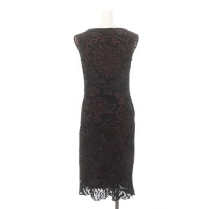 VIVIENNE TAM パワーネット ベロア ワンピース ロング ノースリーブ 0 黒 ボルドー ブラック