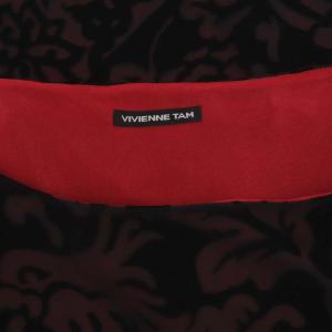 VIVIENNE TAM パワーネット ベロア ワンピース ロング ノースリーブ 0 黒 ボルドー ブラック