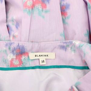 BLAMINK フラワープリントタックスカート ロング丈 ミモレ丈 サイドジップ 38 M マルチカラー