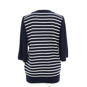 BORDERS at BALCONY ボーダーパフスリーブニット セーター 五分袖 七分袖 ワイドスリーブ シルク混 40 紺 白 ネイビー ホワイト