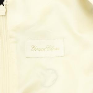 Grace Class ビジュードット装飾切替ワンピース ロング ノースリーブ ベルト付き 38 黒 オフホワイト ブラック
