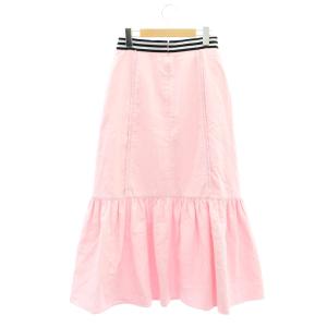 BORDERS at BALCONY 23SS フリンジ ロングスカート ロング丈 マキシ丈 バックファスナー コットン 36 S マルチカラー