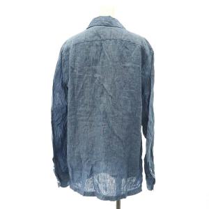 LUIGI BORRELLI リネン シャツ カジュアルシャツ 長袖 S 青 ブルー